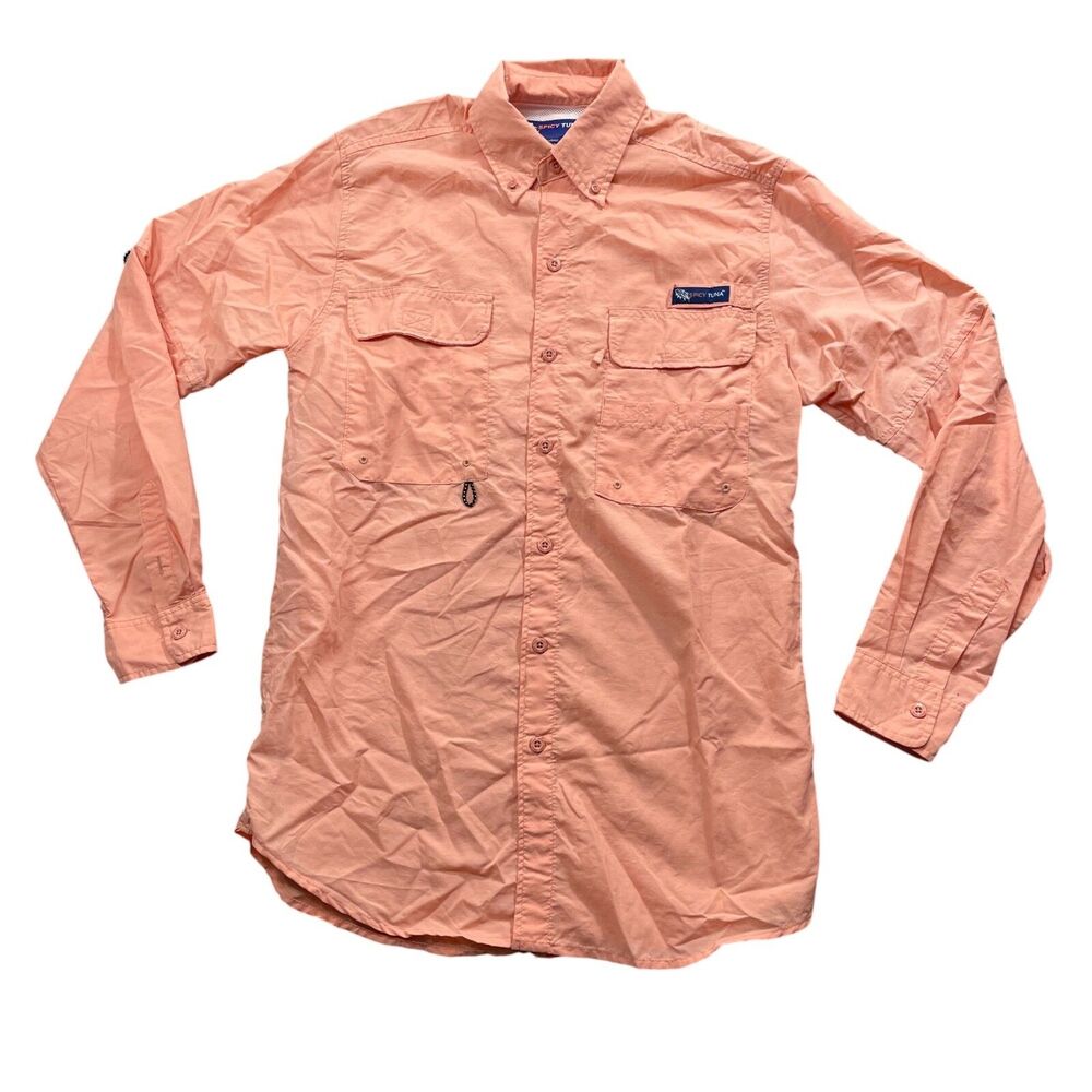 Spicy Tuna Small Button‎ Up Peach Vented Back Pockets Long Sleeve
